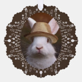 帽子をかぶったウサギ オーナメントカード (正面)