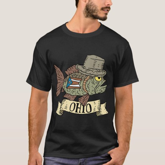 帽子をかぶったオハイオの魚 Tシャツ (正面)