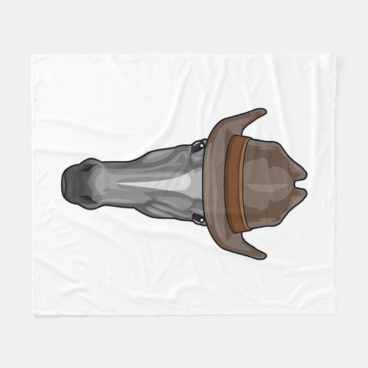 帽子をかぶったカウボーイの馬 フリースブランケット (正面(横))