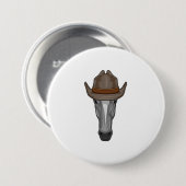 帽子をかぶったカウボーイの馬 缶バッジ (正面&裏面)