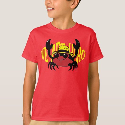 帽子をかぶったカニのテキストアート Tシャツ (正面)
