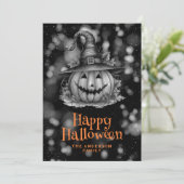 帽子をかぶったカボチャの不気味なハロウィンカード シーズンカード (スタンド正面)