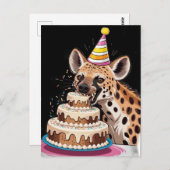 帽子をかぶったカンカンギツネがケーキをかじっている ポストカード (正面/裏面)