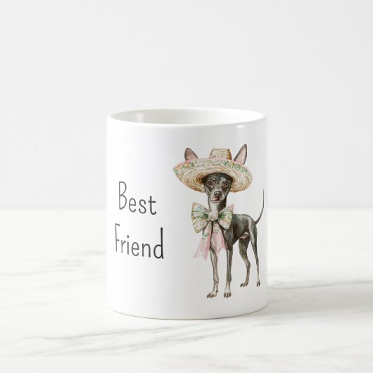 帽子をかぶったチワワの犬 最高の友達 コーヒーマグカップ (中央)