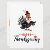 帽子をかぶったトルコの漫画 感謝祭のハッピーカーズ  招待状 (正面/裏面)