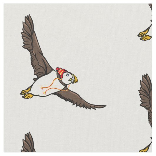 帽子をかぶったパフィンとニット帽 ファブリック (クローズアップ)