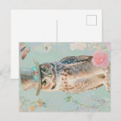 帽子をかぶったフクロウのはがき ポストカード (正面/裏面)