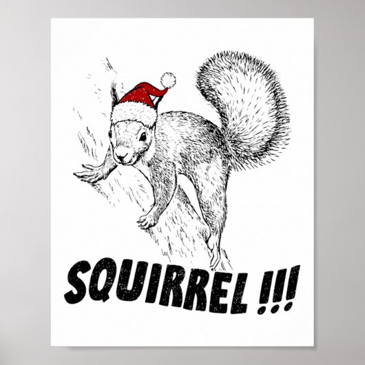 帽子をかぶったリス クリスマス おもしろ ヴィンテージ ポスター (正面)
