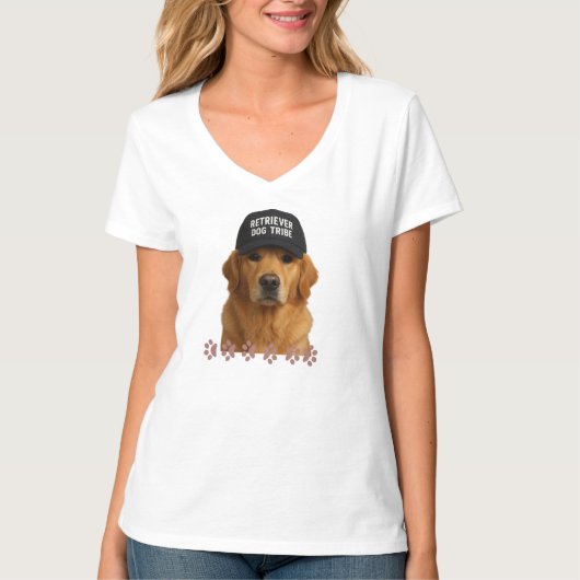 帽子をかぶったレトリバー Tシャツ (正面)