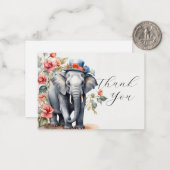 帽子をかぶった可愛い象ありがとう ノートカード (正面/裏面インサイチュ)