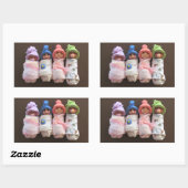 帽子をかぶった四つの粘土のベビー 長方形シール (シート)