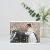 帽子をかぶった女の子、エドガー・ドガ ポストカード (スタンド正面)