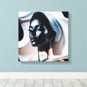 帽子をかぶった女性の像 キャンバスプリント (インサイチュ (ウッドフロア))