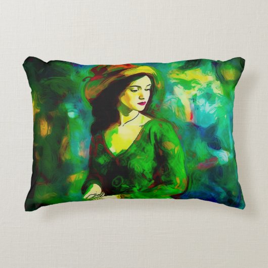 帽子をかぶった女性 アクセントクッション (正面)