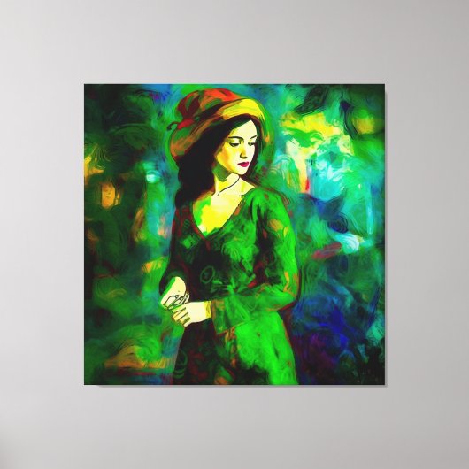 帽子をかぶった女性 キャンバスプリント (正面)