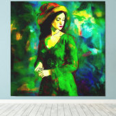 帽子をかぶった女性 キャンバスプリント (インサイチュ (ウッドフロア))