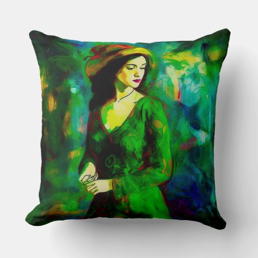 帽子をかぶった女性 クッション (正面)