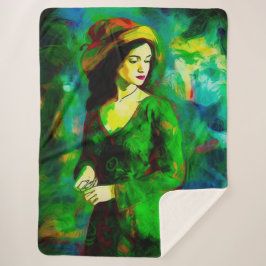 帽子をかぶった女性 シェルパブランケット