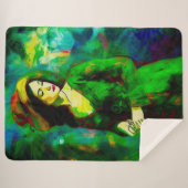 帽子をかぶった女性 シェルパブランケット (正面(横))