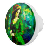 帽子をかぶった女性 セラミックノブ (右)