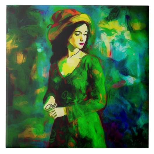 帽子をかぶった女性 タイル (正面)