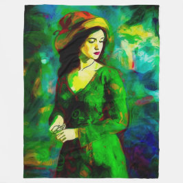 帽子をかぶった女性 フリースブランケット