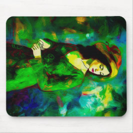 帽子をかぶった女性 マウスパッド