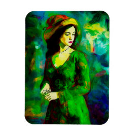 帽子をかぶった女性 マグネット