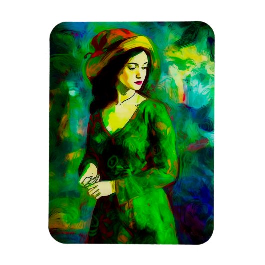 帽子をかぶった女性 マグネット (縦)