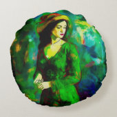 帽子をかぶった女性 ラウンドクッション (裏面)