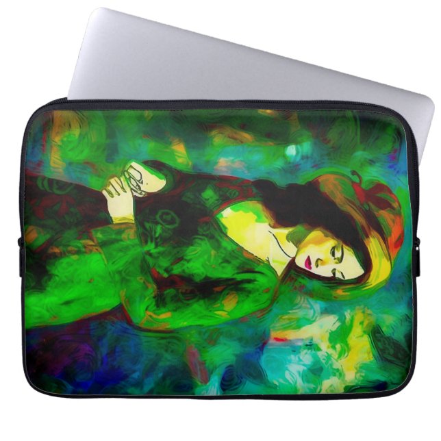 帽子をかぶった女性 ラップトップスリーブ (正面)