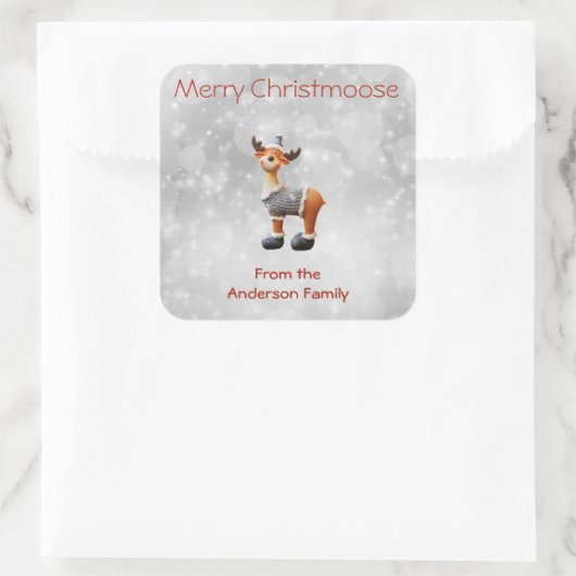 帽子をかぶった愉快なクリスマスムース スクエアシール (バッグ)