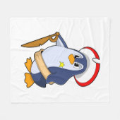 帽子をかぶった海賊ペンギン フリースブランケット (正面(横))