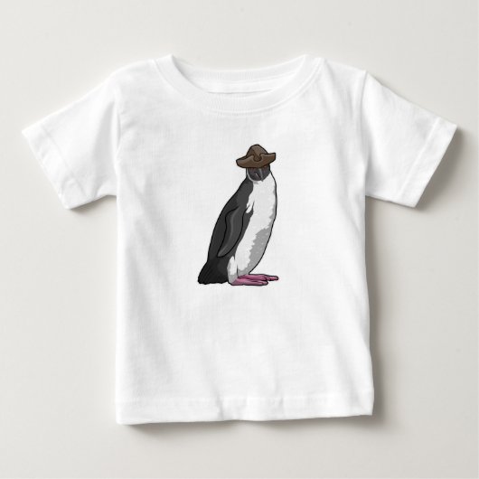 帽子をかぶった海賊ペンギン ベビーTシャツ (正面)