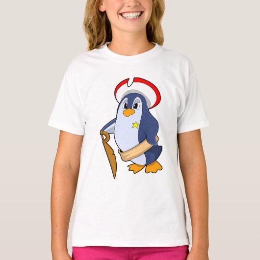 帽子をかぶった海賊ペンギン Tシャツ (正面)