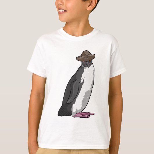 帽子をかぶった海賊ペンギン Tシャツ (正面)