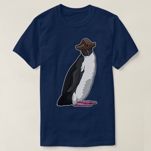 帽子をかぶった海賊ペンギン Tシャツ (デザイン正面)