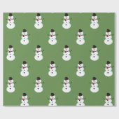 帽子をかぶった灰色の雪だるま ラッピングペーパー (フラット)