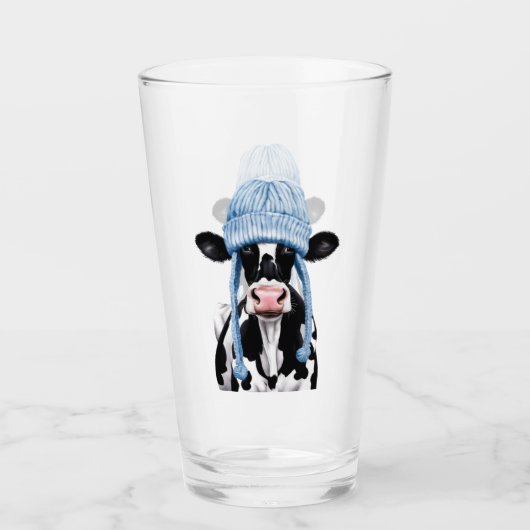 帽子をかぶった牛。 タンブラーグラス (正面)