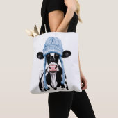 帽子をかぶった牛。 トートバッグ (クローズアップ)