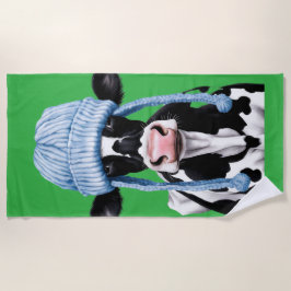 帽子をかぶった牛。 ビーチタオル