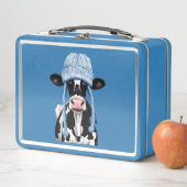 帽子をかぶった牛。 メタルランチボックス (インサイチュ)