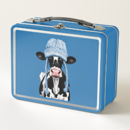 帽子をかぶった牛。 メタルランチボックス
