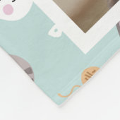 帽子をかぶった猫たち青い写真コラージュモダンお洒落 フリースブランケット (角)