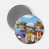 帽子をかぶった猫たち マグネット (正面/裏面)