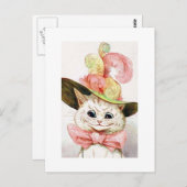 帽子をかぶった猫のルイ・ワイン ポストカード (正面/裏面)