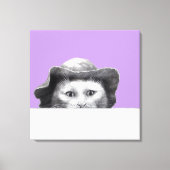 帽子をかぶった猫（すみれ） キャンバスプリント (正面)