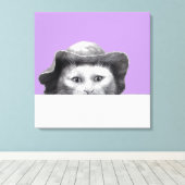 帽子をかぶった猫（すみれ） キャンバスプリント (インサイチュ (ウッドフロア))