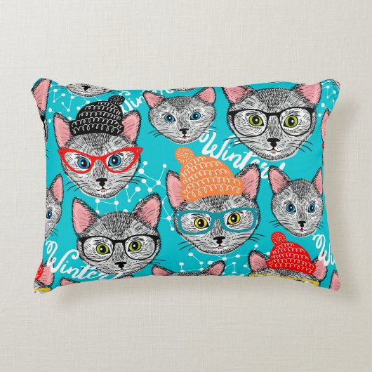 帽子をかぶった猫 アクセントクッション (正面)