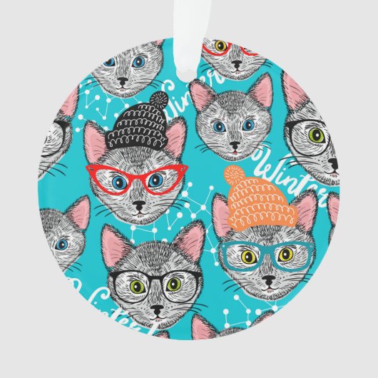 帽子をかぶった猫 オーナメント (正面)
